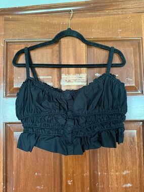 J. Crew Cinched-Waist Cotton Poplin Tank Black Size Medium